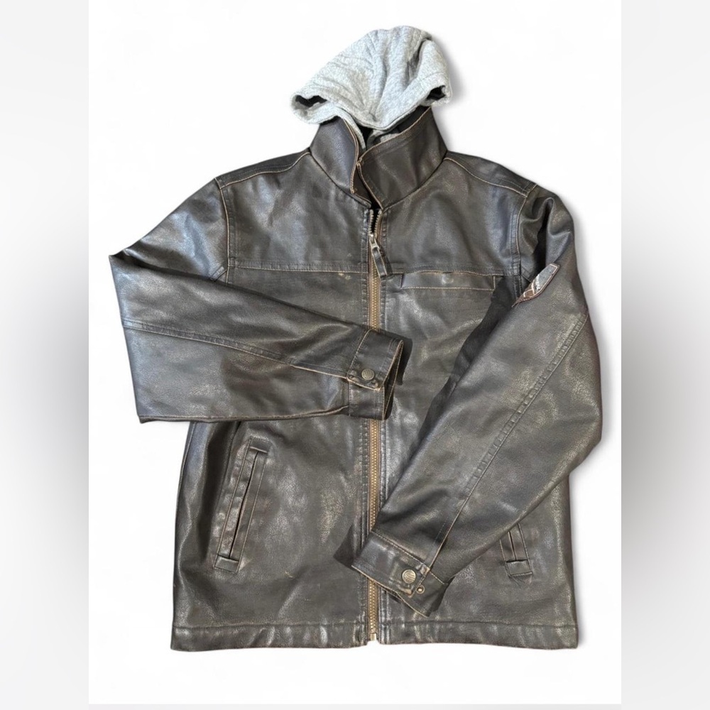 HEMISPHERE Brown and Gray Jean Jacket with Distressed Finish